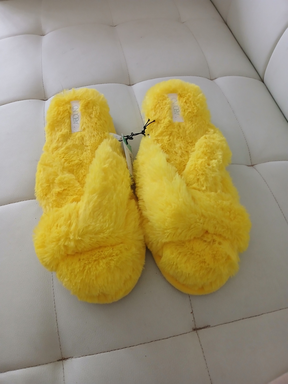 Abound Bright Yellow Plush Slide Slippers for Women